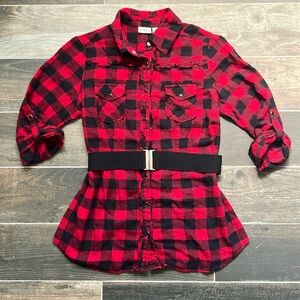 Buffalo Plaid Three Quarter Sleeve Shirt